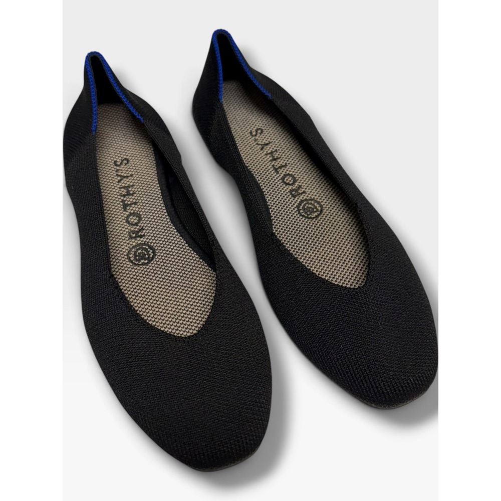 Rothy's The Flat Black Solid Round Toe Knit Ballet Flats Women 6.5